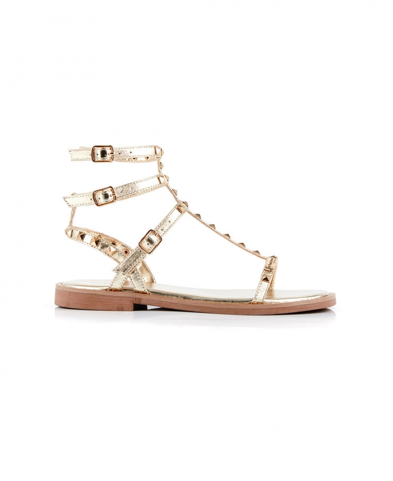 Sandales spartiates Les Tropeziennes CORALIE Ankle-strap Doré Femme|VBDA-77427958